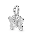 Pendentif papillon en argent avec zircons blancs et anneau perlé pour bijoux - Spécification Standard / Papillon en Strass (L01227/43-18)