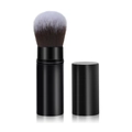 Portable black retractable foundation brush with dual-tone synthetic bristles and protective cap - Small Retractable Round Head Brush