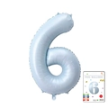 Light blue number 6 foil balloon with original retail packaging for birthday parties - 40-inch Pearl Blue 6-piece Paper Card