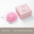 Pink peony scented candle in gift box, white peach oolong fragrance, 7.5x3cm floral gift - Pink/White Peach Oolong