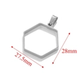 Silver hexagonal stainless steel pendant frame measuring 28mm by 27.5mm for DIY jewelry - Hexagon / Steel