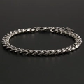 Klassisches Edelstahl-Panzerarmband für Herren mit Karabinerverschluss und Verlängerung - Stahlfarbe 7mm Breite 18+5cm Länge