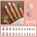 French white tip press-on nails with blue evil eye pattern and glossy finish 24pcs set - Blue French Evil Eye (W1152) / 24 Pcs/With Glue
