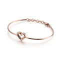 Elegante pulsera de oro rosa con corazón calado y cadena ajustable de metal pulido - Oro Rosa (KB120022-KHY)