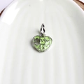 Light green enamel heart puzzle charm with silver alloy frame for DIY jewelry - Emerald Green