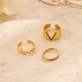 Three-piece gold plated titanium steel ring set with love engraving and enamel details - J573-Love Letter 3-Piece Set