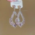 Elegante zilveren kwastjes oorbellen met roze peervormige zirkoon en strikjes - Roze Waterdruppel Stijl (37#银针-粉色-水滴)