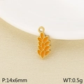 Goldener Anhänger mit orangem Emaille-Blatt-Design 14x6mm für DIY-Schmuckzubehör - Weizenähre