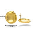 Minimalist large round convex gold stainless steel stud earrings in polished finish - ER-1096 Gold Circular Convex