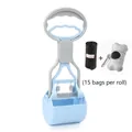 Blue and gray pet pooper scooper set with waste bags and a bone-shaped dispenser - Small Creamy Blue + Bags + Bone Dispenser