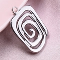 Macro del ciondolo quadrato in acciaio inox 304 argento con intaglio a spirale - Argento