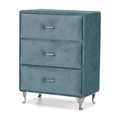 Three-layer blue velvet jewelry storage box with metallic handles and cat-shaped feet - A03 Three-layer Cabinet: 14.5*8*16.5cm