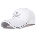 White breathable mesh baseball cap with reflective strip and POORLN wing embroidery - Adjustable / White