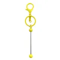 DIY beaded keychain accessory with bright yellow spring clasp and silver metal rod component - Yellow