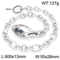 Silver punk skull waist chain with 3:1 O-chain and snake embossed ring buckle for men - Skull Head Style-60cm(KK127-Z)