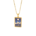 Gouden tarotketting met blauw geëmailleerde hanger en sterren en maan motieven - Laatste Ella / Ster
