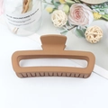 Brown matte leopard square hair claw clip for women on minimalist white surface - XP Khaki