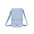 Light blue quilted PU leather crossbody phone bag with gold metal clasp and slim strap - Quilted Lock Style (123) / Blue