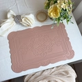 Pink faux leather placemat with retro embossed pattern and fine edge stitching - Embossed Totem Pink