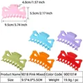 Lot de six grandes pinces à cheveux en plastique aux couleurs vives de bonbons - 9.5cm 8-Dents Rose Mélangé