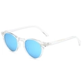 Vintage round polarized sunglasses with transparent frames and blue mirrored lenses - Transparent / Ice Blue Lens