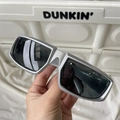 Silver metallic rectangular sunglasses with dark lenses for outdoor sports and cycling - Square Cycling Silver Frame Gray Lens