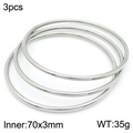 Set of three silver minimalist 3mm stackable titanium steel bangles with 70mm diameter - Silver Plain Ring 3-Piece Set (KB181573-KFC)