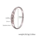 Silver stainless steel bamboo-style bangle with pink zircon stones in a wave design - Steel V-Shape Pink Stone Bangle (Z458) / 6.0cmx1.2cm