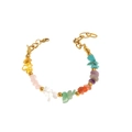 Bracciale in acciaio inossidabile con pietre colorate irregolari e chiusura a moschettone - Multicolore Irregolare