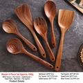6-piece premium acacia wood kitchen utensil set including spatula and spoons - Mangium Wood 6-Piece Set / Approx. 480g