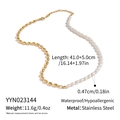 Détails du collier en perles et chaîne dorée avec spécifications de taille et métal - Collier en Acier Inoxydable et Perles d'Eau Douce Patchwork (YYN023144)