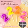 Number 2 birthday candle in pastel purple with drip tray and holder for cake decor - New Color Number Candle 2