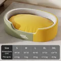 Washable 3D padded pet bed with size chart and green dual-color pebble design - Thickened Yellow-Green with Mat