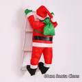 Detailed view of a 60cm Santa Claus climbing ladder decoration with red suit and green bag - 60CM 1-Person Ladder