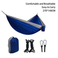 Blue and grey parachute nylon hammock set with straps and carabiners for camping - 270x140cm / Rope Style / Royal Blue/Gray