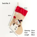 Calcetín de Navidad con bordado de muñeco de nieve, lino beige y terciopelo rojo, 48cm - Estilo 9 (Astas de color caqui) / 48cm x 28cm