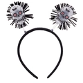 Detail of Halloween headband with black feathers and spring-mounted skull ornaments - 45# Skeleton