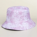 Chapeau bob réversible en coton tie-dye rose et blanc avec surpiqûres sur le bord - M (56-58cm) / Rose