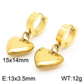 Orecchini a cerchio con cuore dorato in acciaio inossidabile lucido con misure - Stile Cavo (KE109719-Z) / Oro
