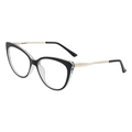 Retro cat-eye black frames with sleek gold metal temples and blue light blocking lenses - Black