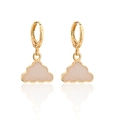 Detail of pink cloud pendant on 18K gold plated earrings with clear mirror reflection - Pink Cloud (42017)