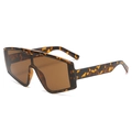 Oversized shield zonnebril met schildpadmontuur en bruine glazen voor buiten - C02 Luipaard
