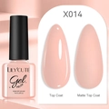 LILYCUTE X014 light pink gel nail polish showing glossy and matte top coat effects - Light Pink(14)