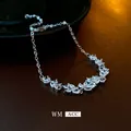 Bracelet ajustable en argent avec pierres marquises et une fine chaîne délicate - Style Épi de Blé en Zircone Argent (5076371384484)