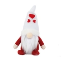 Gnome de Noël en peluche avec chapeau blanc à motifs de cœurs et corps rouge déco - Chapeau Blanc avec Cœurs / Blanc