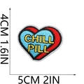 Detailed embroidery texture of a heart-shaped Chill Pill patch with dimensions - No.11 (Heart Chill Pill)