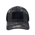 Tactical camouflage baseball cap with front velcro patch and breathable mesh back - Black Camouflage