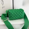 Green candy-colored knit bubble textured crossbody bag with gold adjustable buckle - Green