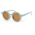 Light blue matte round frame kids sunglasses with UV400 protective brown lenses - Matte Gray (Standard)