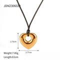 Ciondolo cuore traforato dorato con cordino nero, collana lucida da 2,75 cm - Cuore Oro-Piccolo